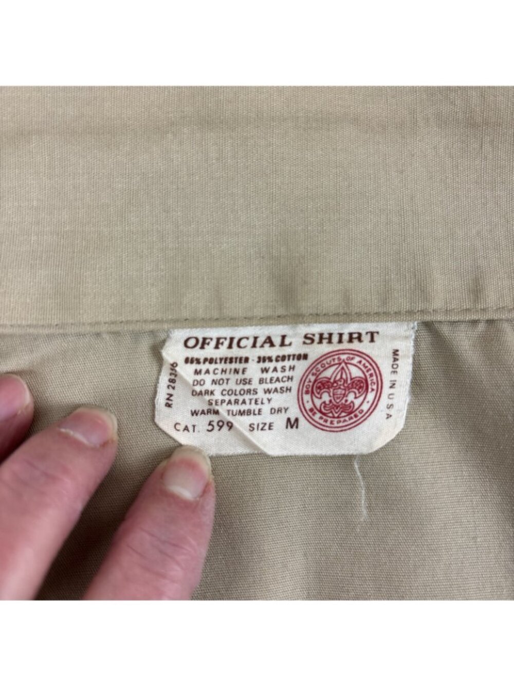 Boy Scouts of America BSA Shirt Medium Tan Sewn Patches Leadership Corp Trained - Picture 2 of 6